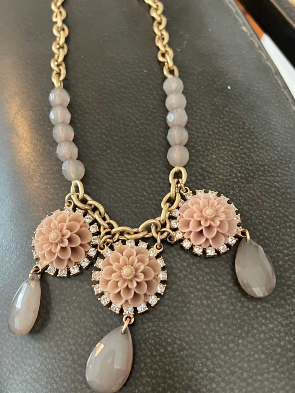 Floral Resin Statement Necklace in Blush Pink Lia Sophia Rare Retired.